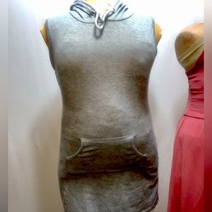 EUC - Grey Sleeveless Hoodie Dress Size Large